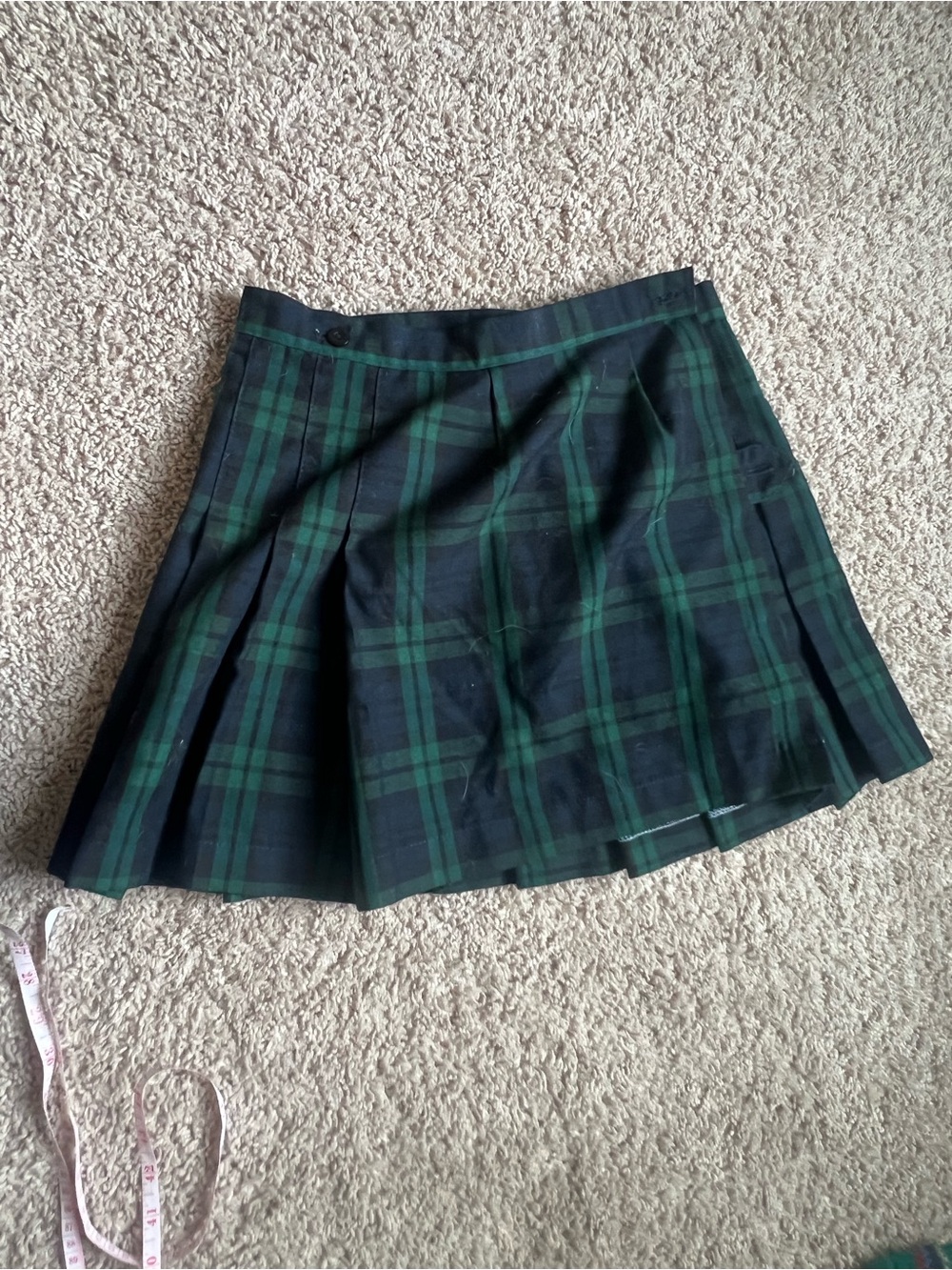 Pleated Green & Black Tartan Mini Skirt
